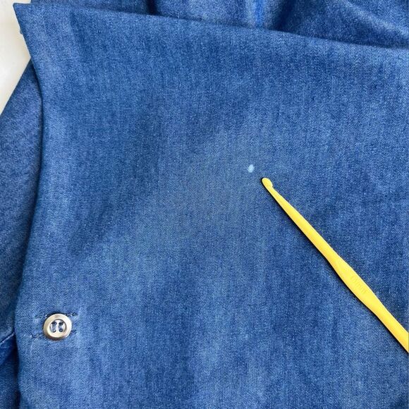 Audrey Lane Chambray Denim Popover Tunic Long Sleeve Roll Tab Cotton Women 2X - Picture 8 of 13